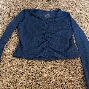 Wild Fable Dark Blue Ruched Long Sleeve Top